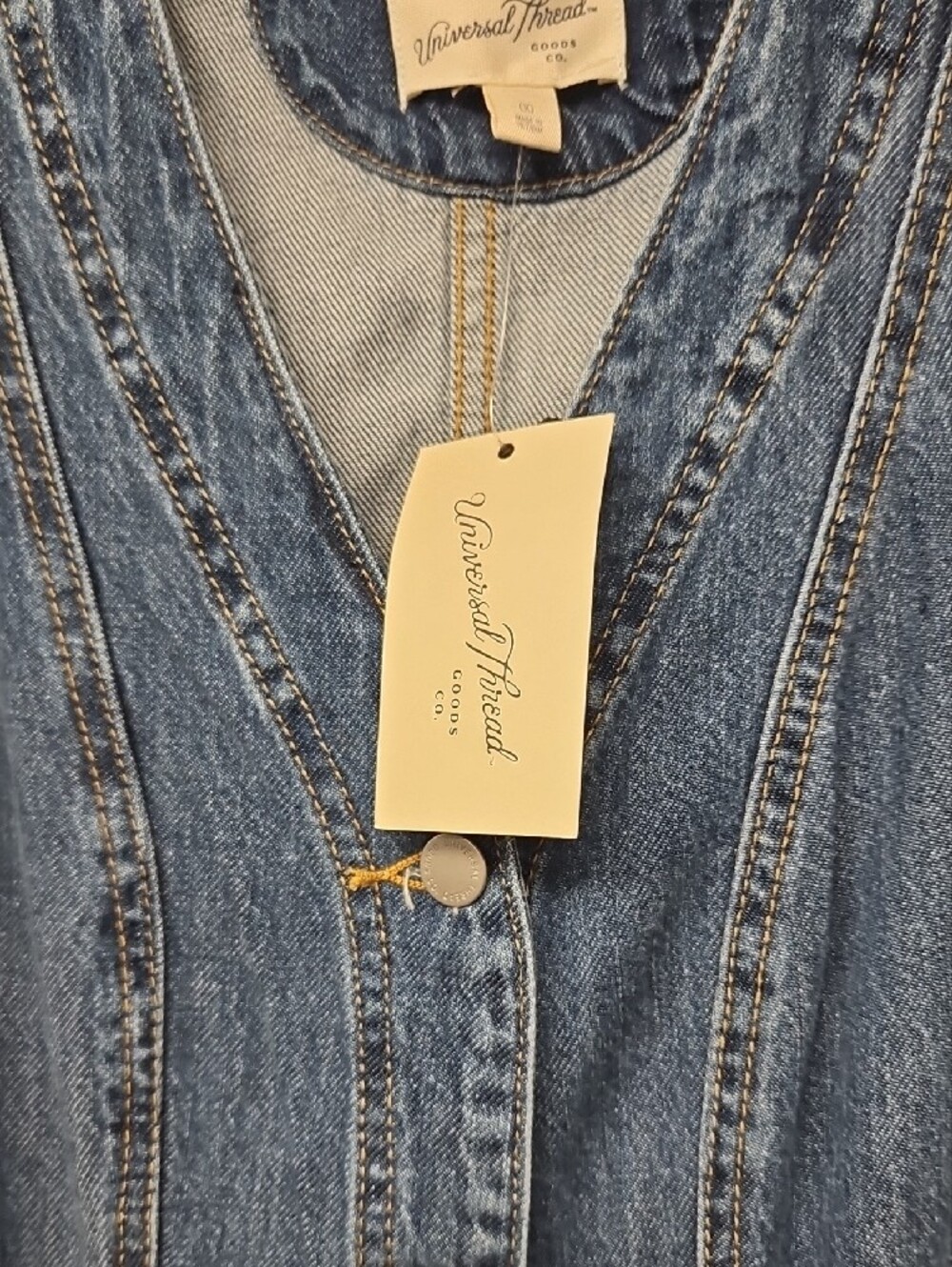 Sleeveless Button-Front Denim Dress - Dark Blue Universal Thread - Picture 3 of 3
